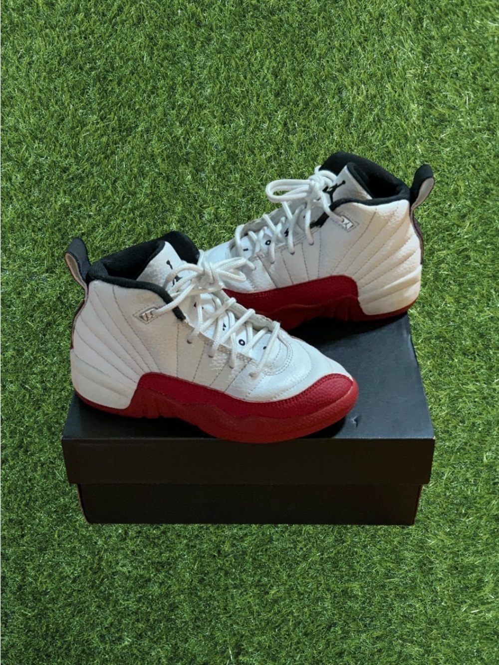 Air Jordan 12 Retro Jordan Kids Basketball Sneakers in White and Red